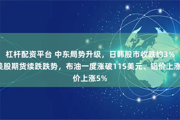 杠杆配资平台 中东局势升级，日韩股市收跌约3%，美股期货续跌跌势，布油一度涨破115美元、铝价上涨5%